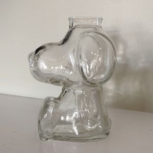 Vintage retro snoopy clear glass bank